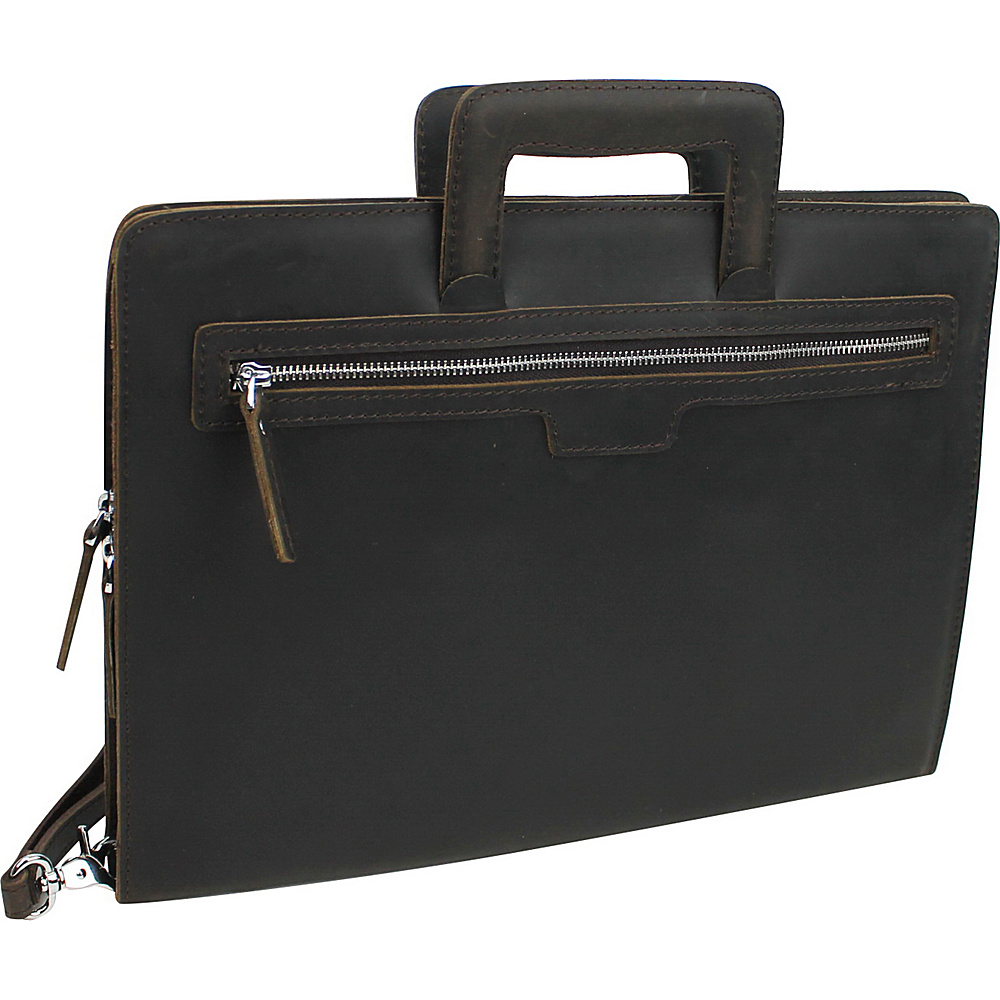 Vagabond Traveler Leather Slim Portfolio Carrying Case Dark Brown Vagabond Traveler Business Accessories