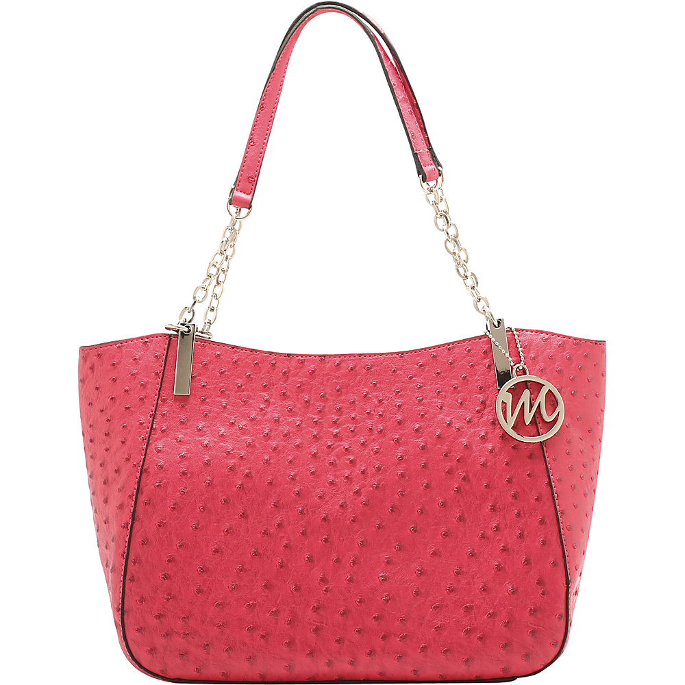 Emilie M Nancy Ostrich Chain Shoulder Bag Azalea Pink Emilie M Manmade Handbags