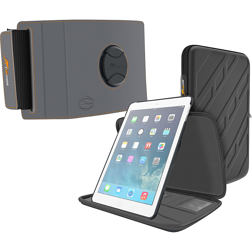rooCASE Orb 360 Exec Portfolio Case Orb Strap Bundle for Apple iPad Air 2 1 Black Black rooCASE Electronic Cases