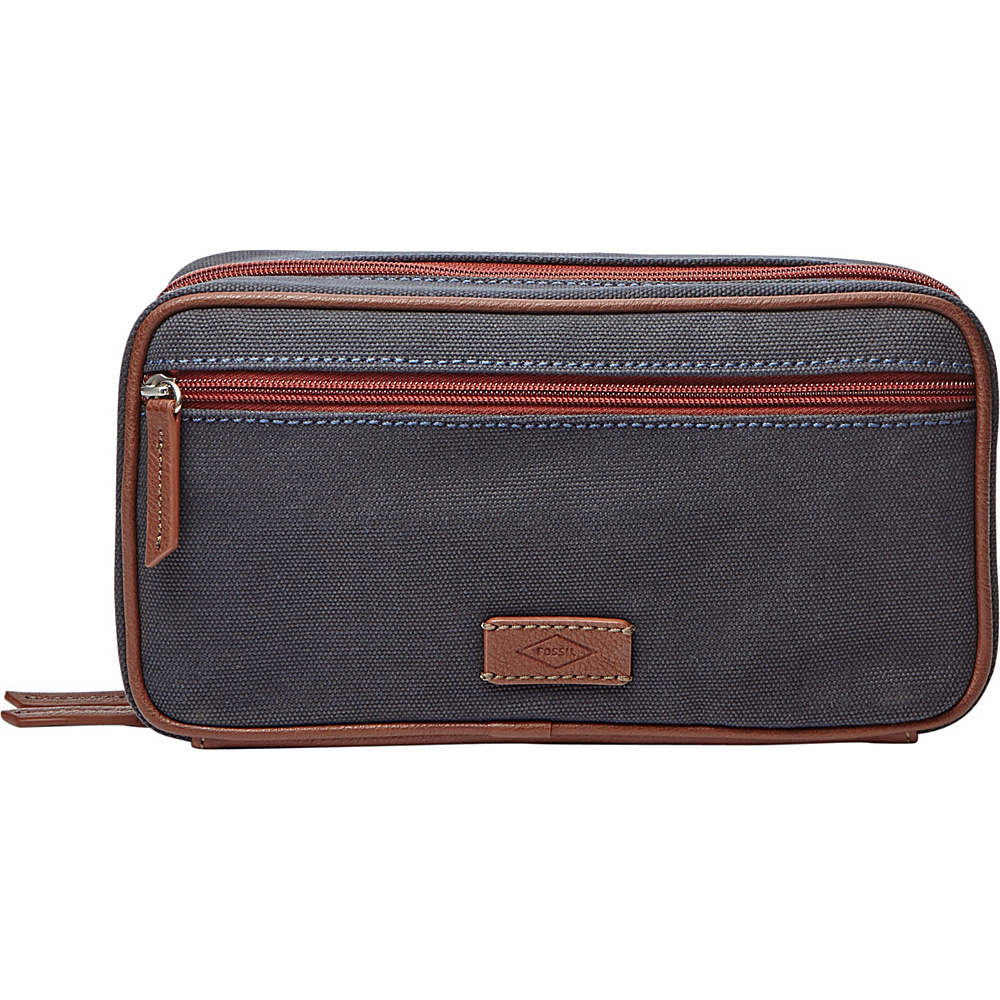Fossil Double Zip Shave Kit Navy Fossil Toiletry Kits