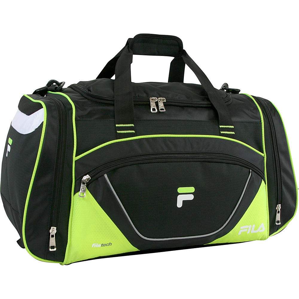 Fila Acer Large Sport Duffel Bag Black Neon Green Fila Gym Duffels
