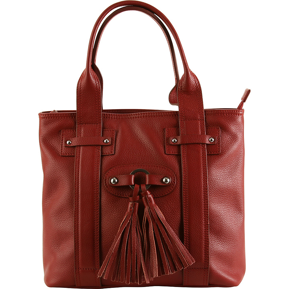 Hadaki Tassel Tote Deep Red Hadaki Leather Handbags