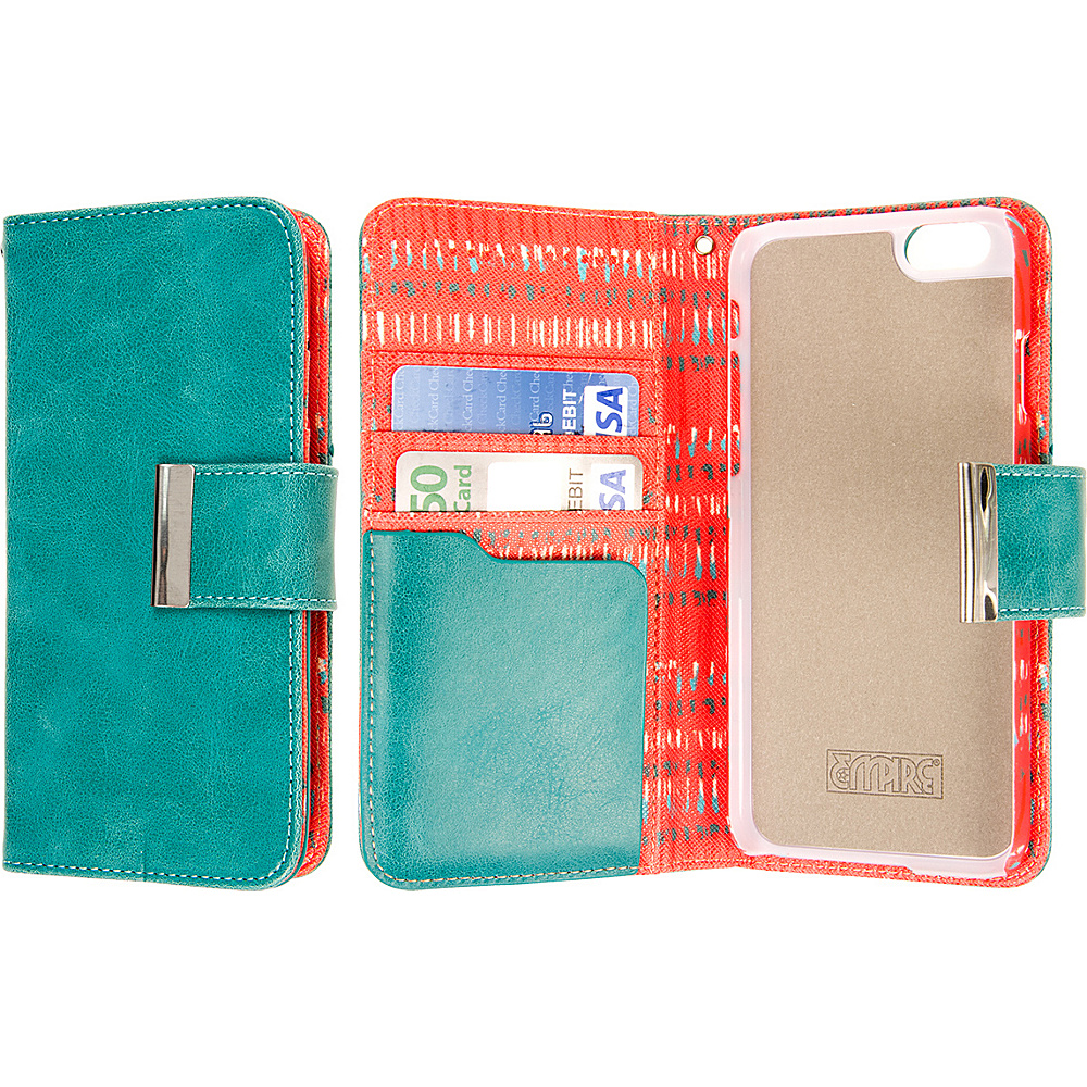EMPIRE KLIX Klutch Designer Wallet Cases Apple iPhone 6 Plus iPhone 6S Plus Teal Tribal EMPIRE Electronic Cases