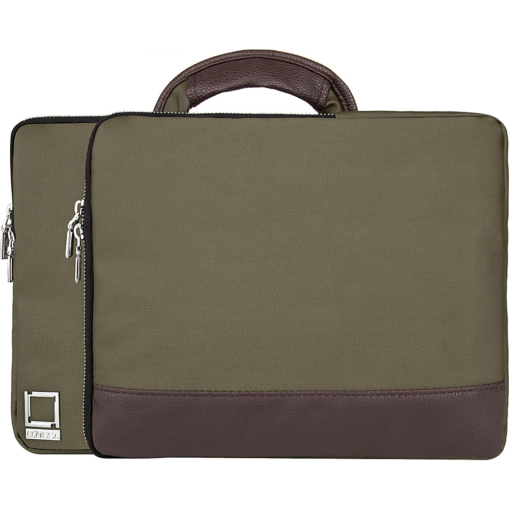 Lencca Divisio Laptop Tablet Top Handle Sleeve Forest Green Espresso Brown Lencca Electronic Cases