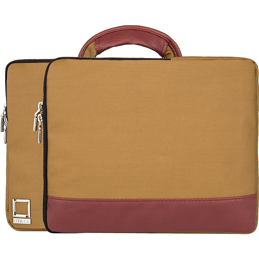 Lencca Divisio Laptop Tablet Top Handle Sleeve Tan Wine Lencca Electronic Cases