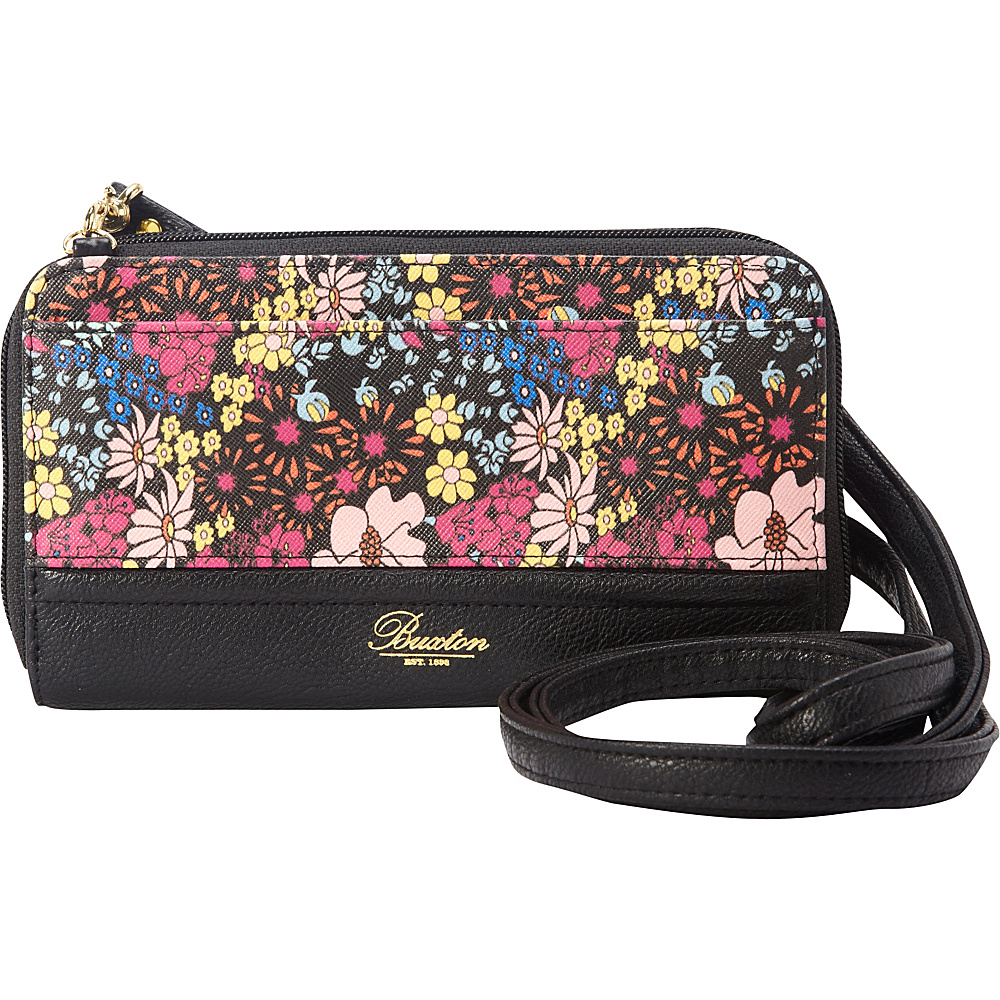 Buxton Ditsy Floral Ultimate Double Zip Organizer Black Buxton Ladies Small Wallets