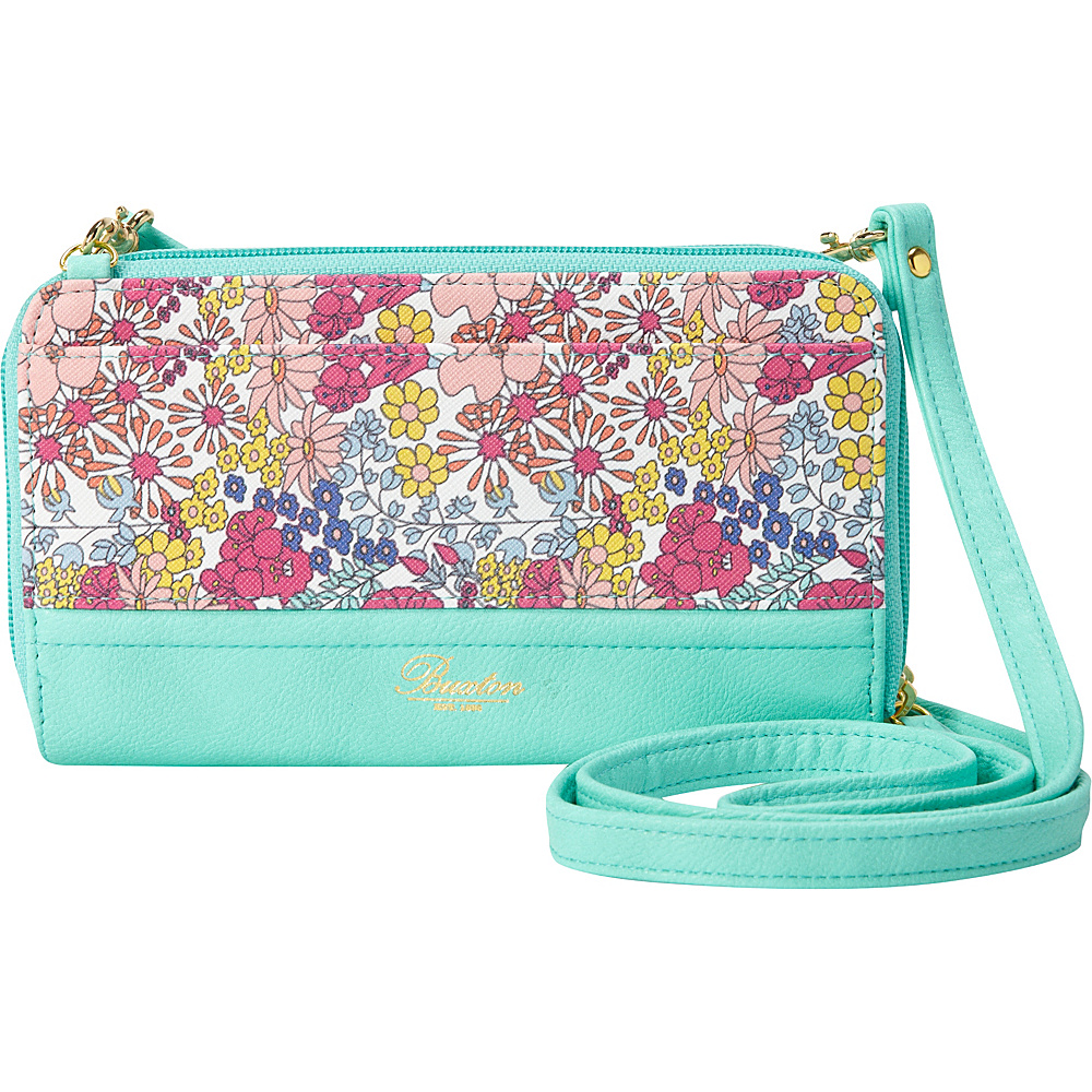 Buxton Ditsy Floral Ultimate Double Zip Organizer Beach Glass Buxton Ladies Small Wallets