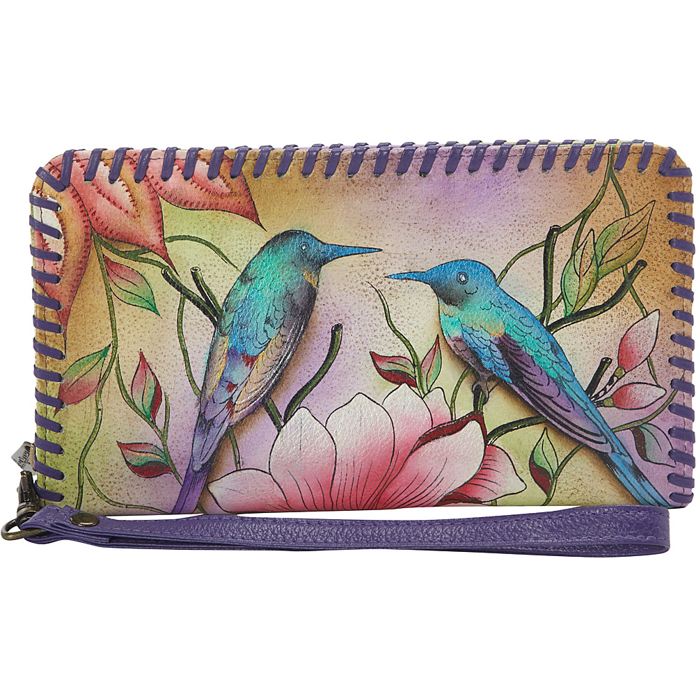 Anuschka Hand Painted Zip Around Wristlet with Removable Strap Spring Passion Anuschka Women s Wallets