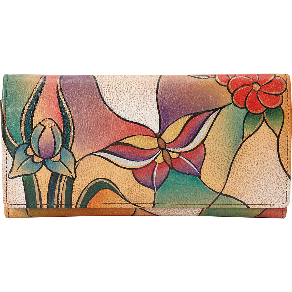 ANNA by Anuschka Hand Painted Multi Pocket Clutch Wallet Butterfly Glass Painting ANNA by Anuschka Women s Wallets