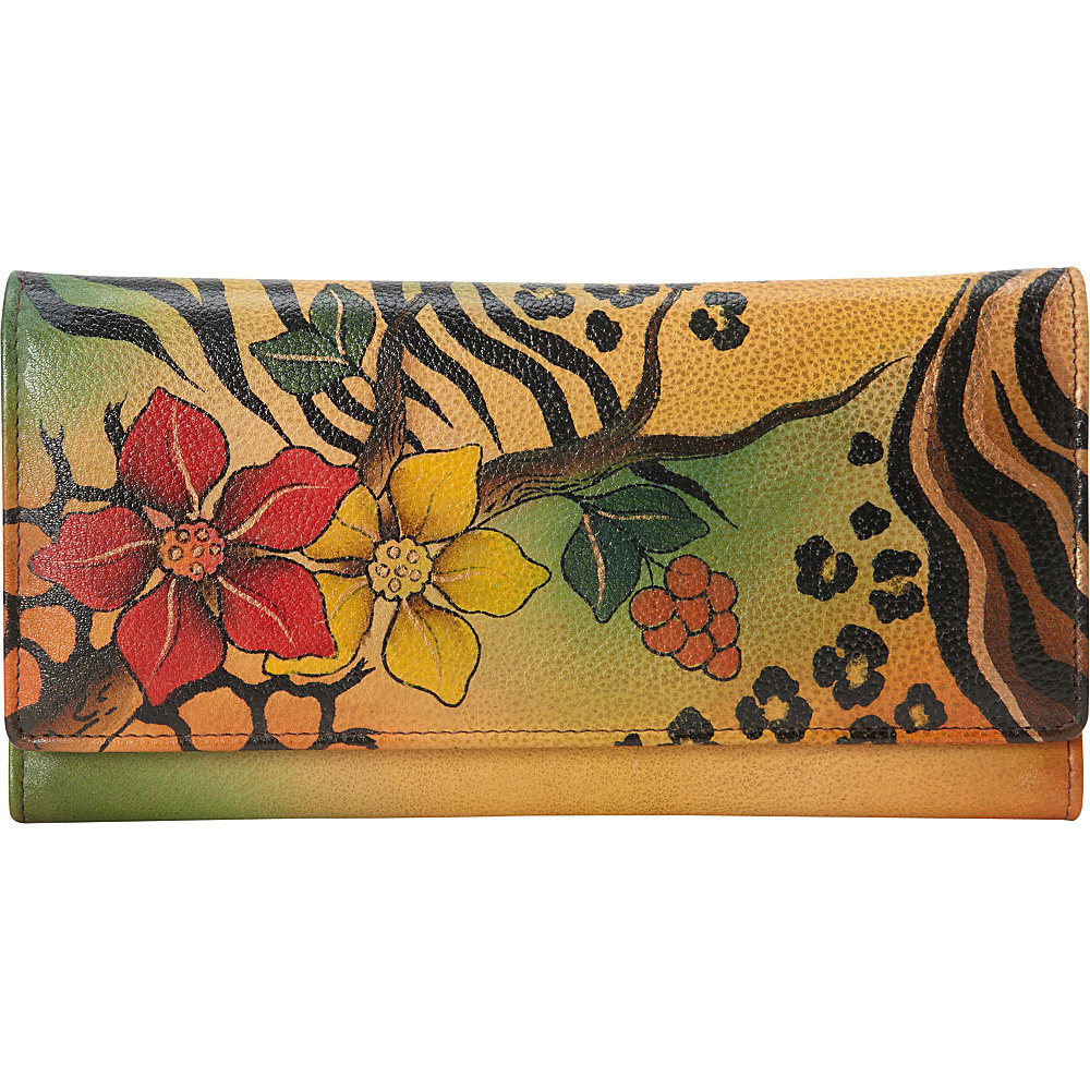 ANNA by Anuschka Hand Painted Multi Pocket Clutch Wallet Safari Bloom ANNA by Anuschka Women s Wallets