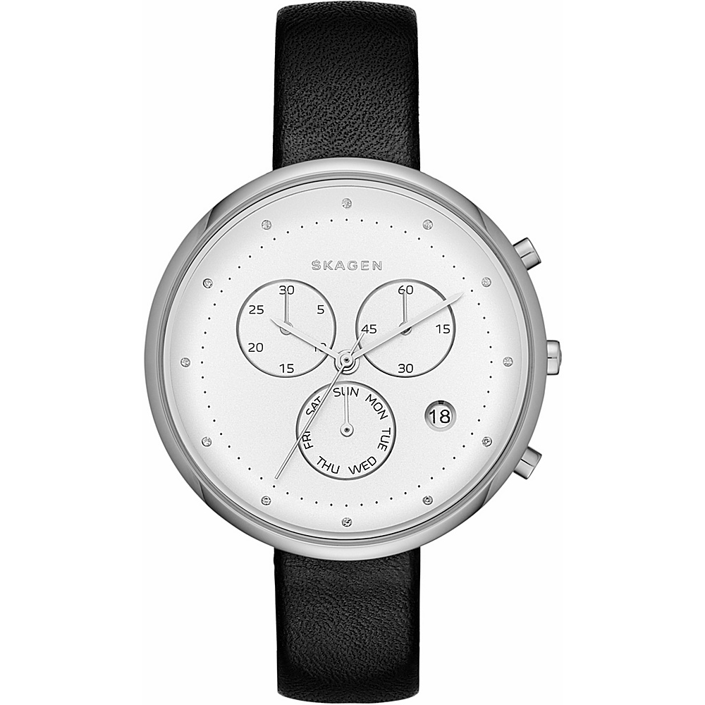 Skagen Gitte Chronograph Leather Watch Black Skagen Watches