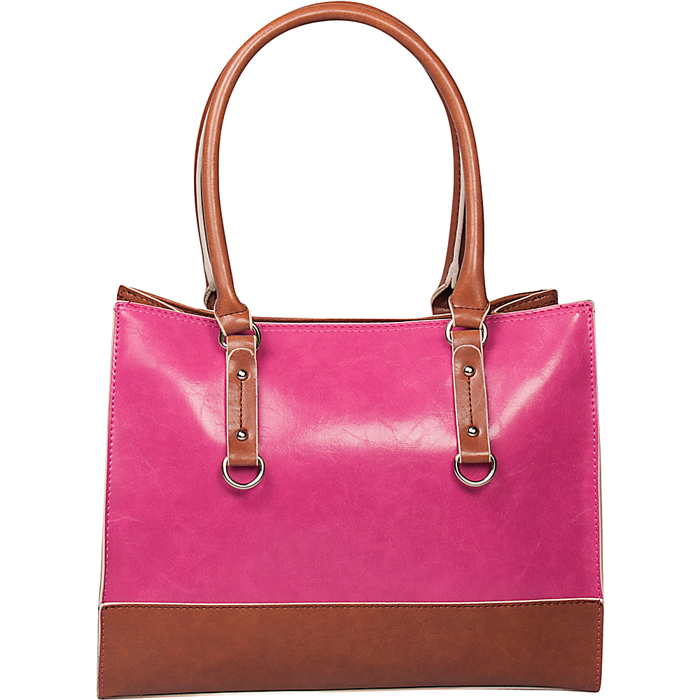 Emilie M Kimberley Two Tone Tote Pink Cognac Emilie M Manmade Handbags