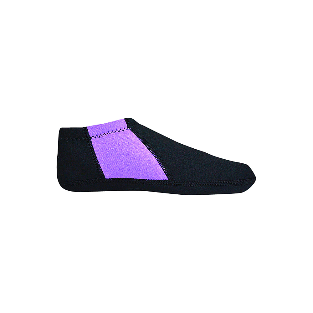 NuFoot Travel Slipper Booties Black Purple Stripe Large NuFoot Men s Footwear