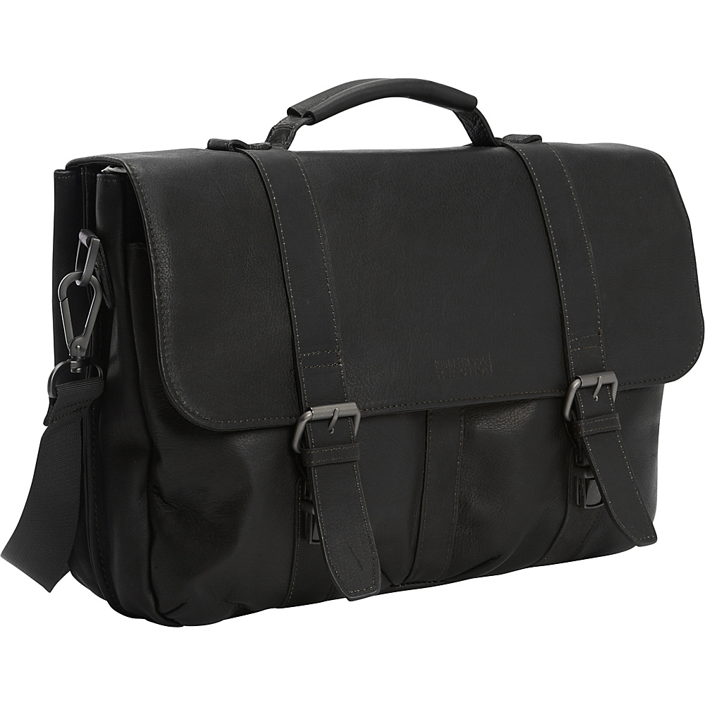 Kenneth Cole Reaction Flap Shot Leather Computer Portfolio Black Kenneth Cole Reaction Non Wheeled Business Cases