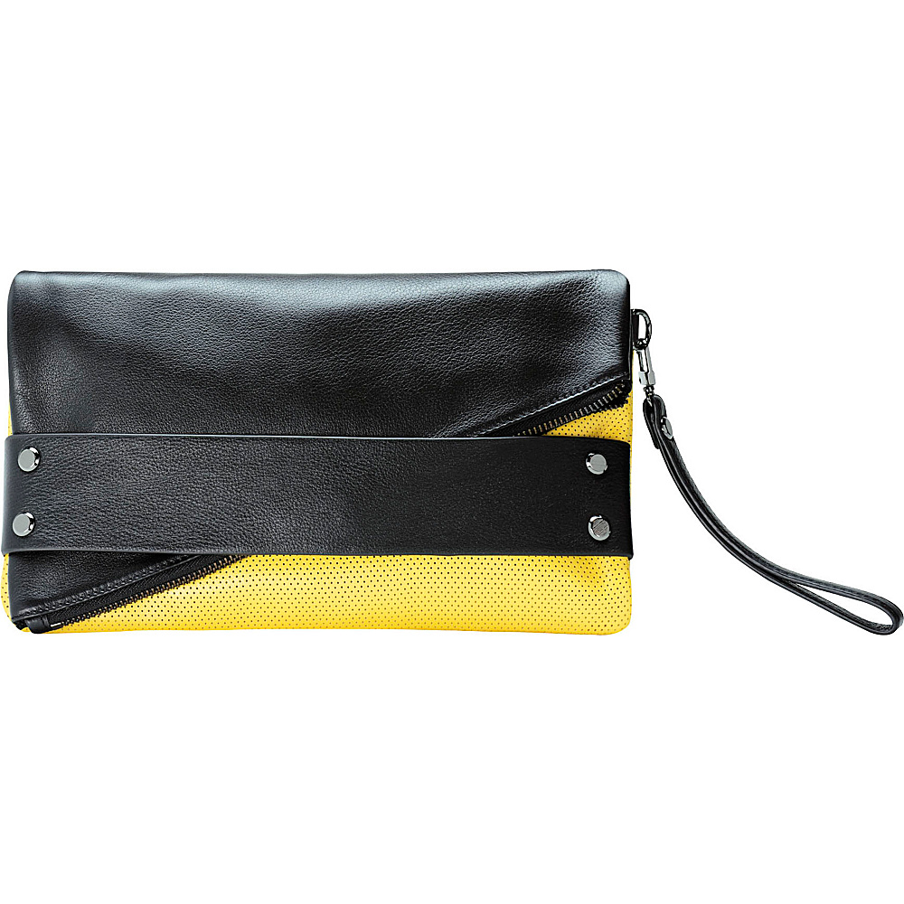 MOFE Trifecta Clutch Colorblock Yellow and Black MOFE Leather Handbags