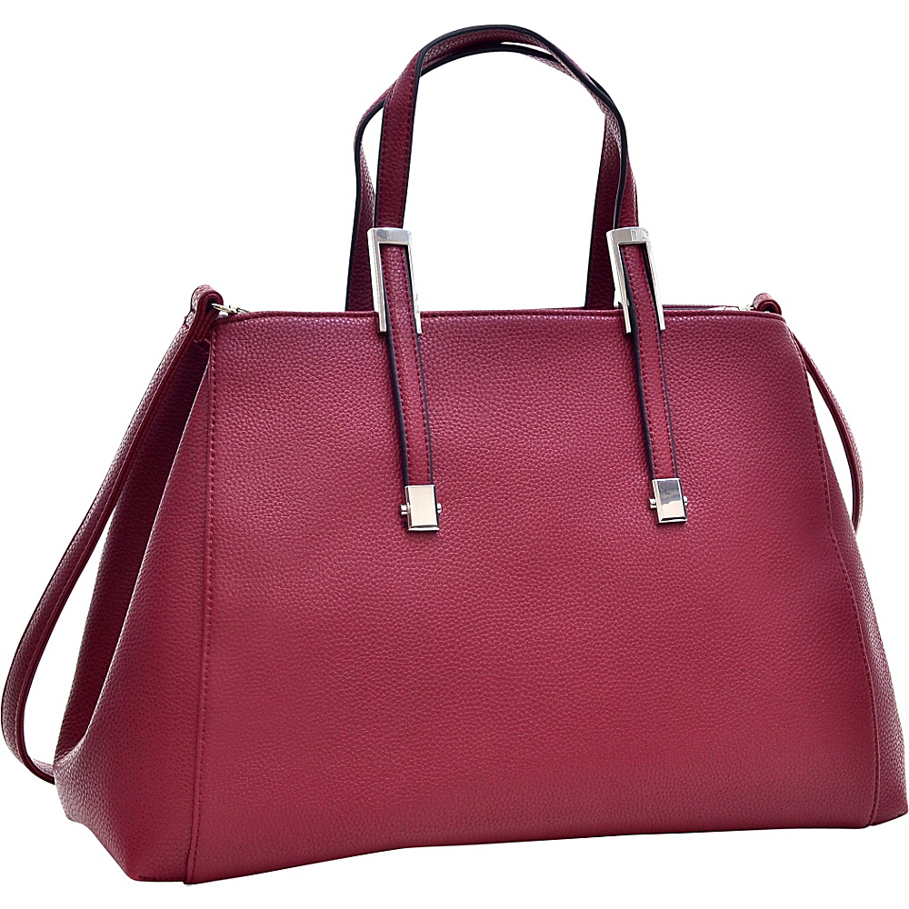 Dasein Faux Buffalo Classic Briefcase with Removable Shoulder Strap Burgundy Red Dasein Manmade Handbags