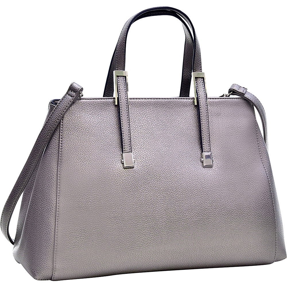 Dasein Faux Buffalo Classic Briefcase with Removable Shoulder Strap Silver Dasein Manmade Handbags