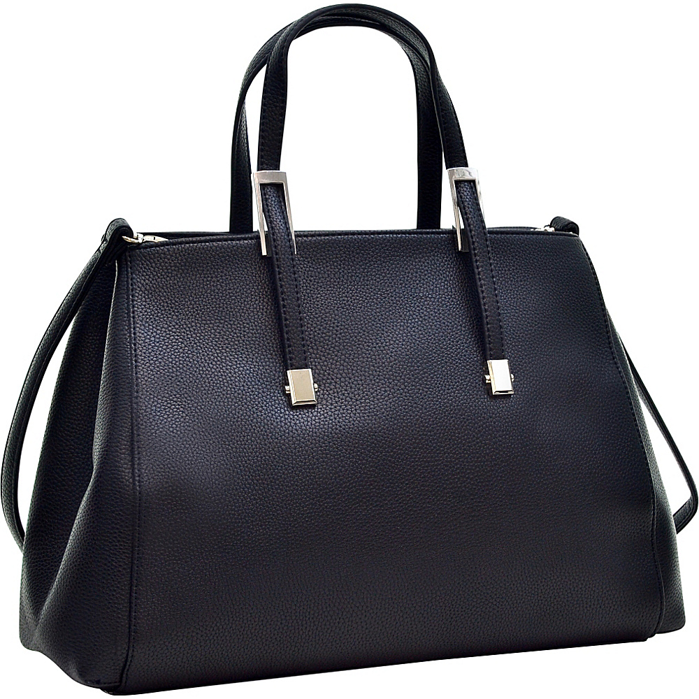 Dasein Faux Buffalo Classic Briefcase with Removable Shoulder Strap Black Dasein Manmade Handbags