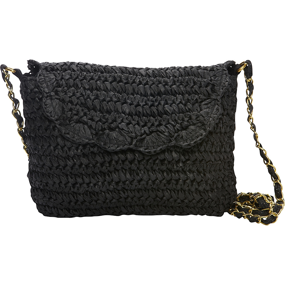 Magid Crochet And Chain Crossbody Black Magid Straw Handbags