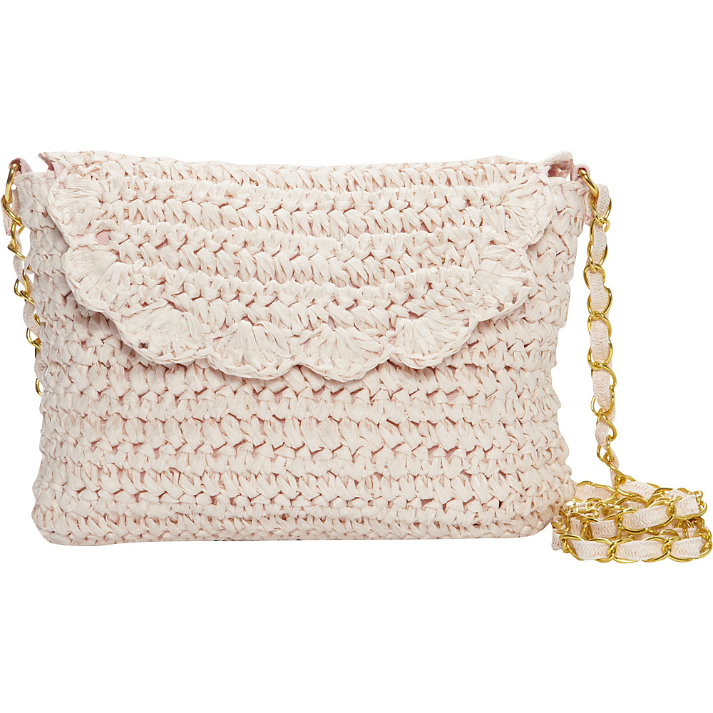 Magid Crochet And Chain Crossbody Pink Magid Straw Handbags