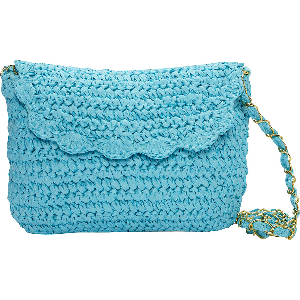 Magid Crochet And Chain Crossbody Turquoise Magid Straw Handbags