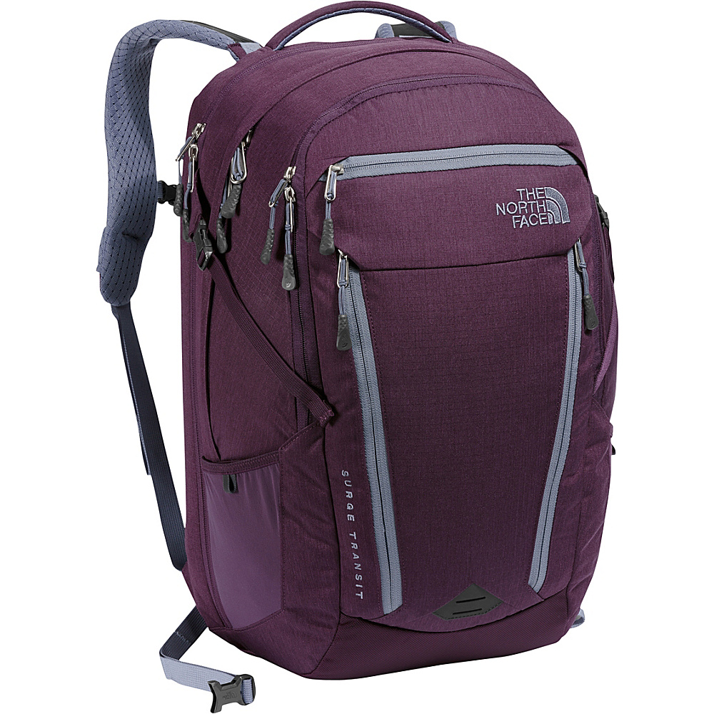 The North Face Womens Surge Transit Laptop Backpack Blackberry Wine Heather Folkstone Grey The North Face Business Laptop Backpacks
