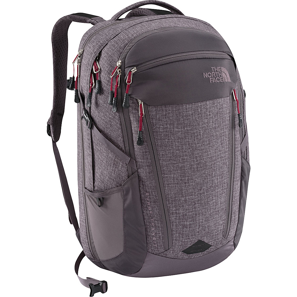 The North Face Womens Surge Transit Laptop Backpack Rabbit Grey Heather Cerise Pink The North Face Business Laptop Backpacks