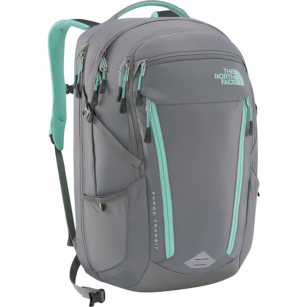 The North Face Womens Surge Transit Laptop Backpack Zinc Grey Surf Green The North Face Business Laptop Backpacks