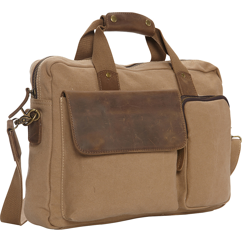 Vagabond Traveler Casual Style Canvas Laptop Messenger Bag Khaki Vagabond Traveler Messenger Bags
