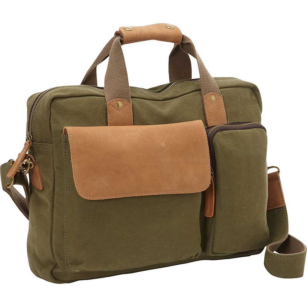 Vagabond Traveler Casual Style Canvas Laptop Messenger Bag Green Vagabond Traveler Messenger Bags
