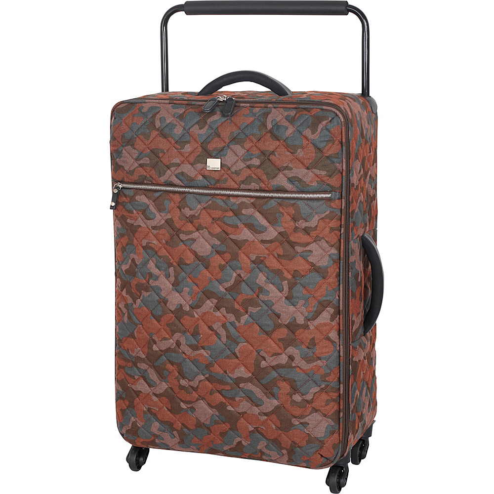 it luggage World s Lightest Quilted Camo 28.9 inch 4 Wheel Spinner Leather Brown Camo Print it luggage Large Rolling Luggage
