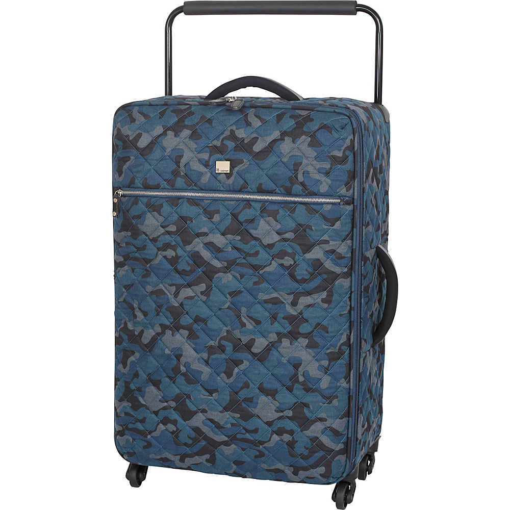 it luggage World s Lightest Quilted Camo 28.9 inch 4 Wheel Spinner Legion Blue Camo Print it luggage Large Rolling Luggage