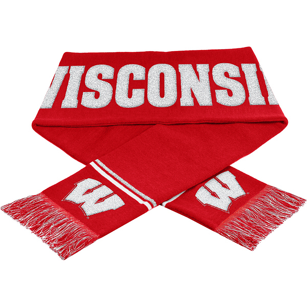 Forever Collectibles NCAA Glitter Scarf Red University of Wisconsin Badgers Forever Collectibles Hats Gloves Scarves