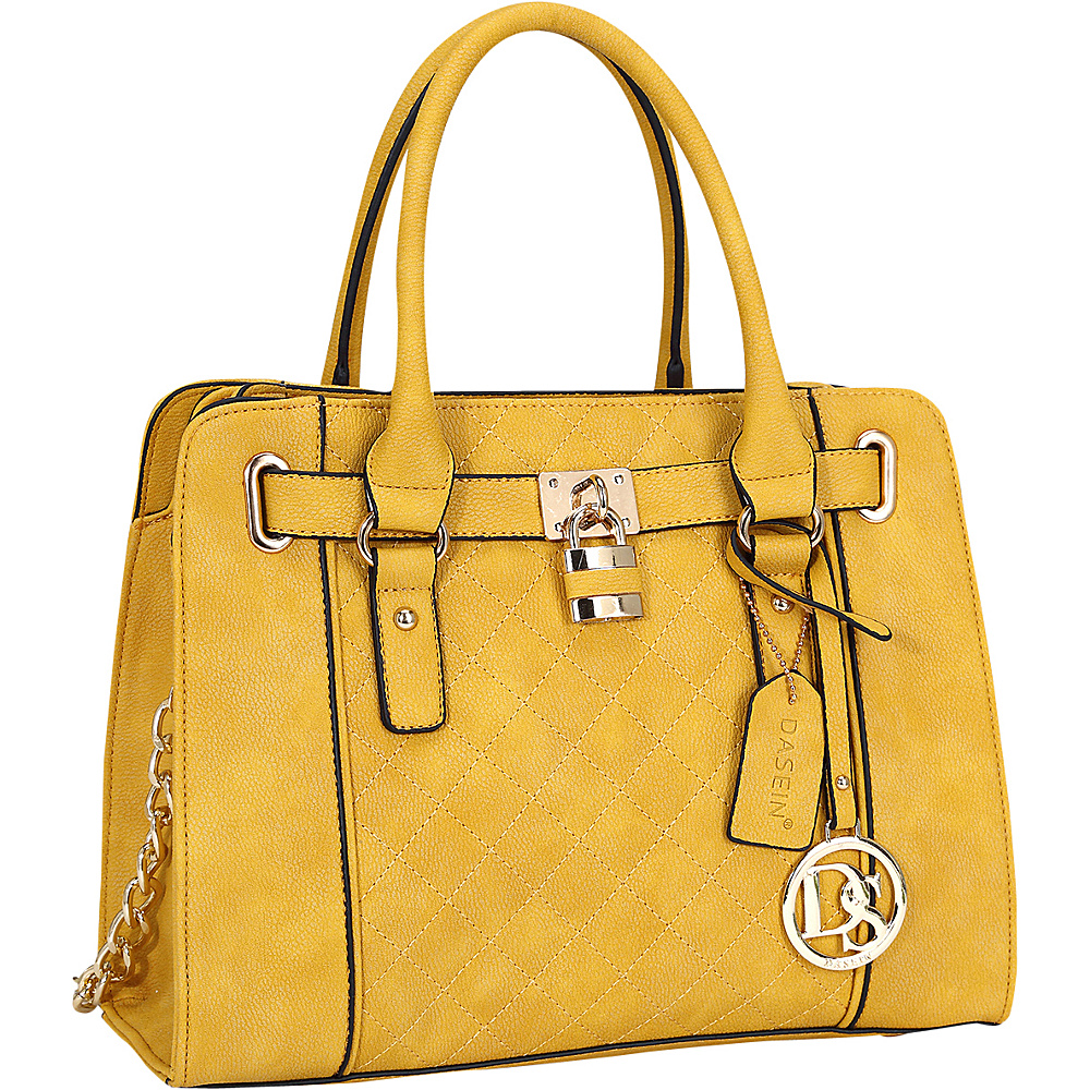 Dasein Medium Satchel with Shoulder Strap Yellow Dasein Manmade Handbags