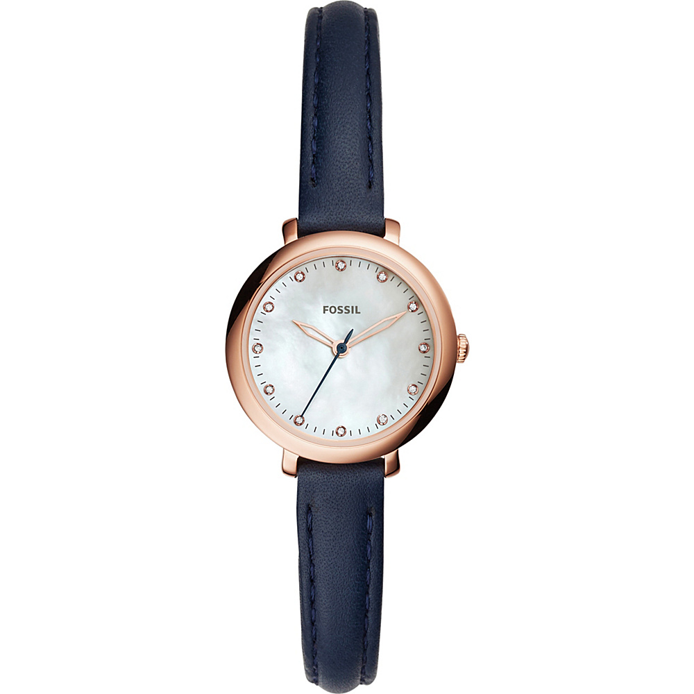 Fossil Jacqueline Mini Three Hand Leather Watch Blue Fossil Watches
