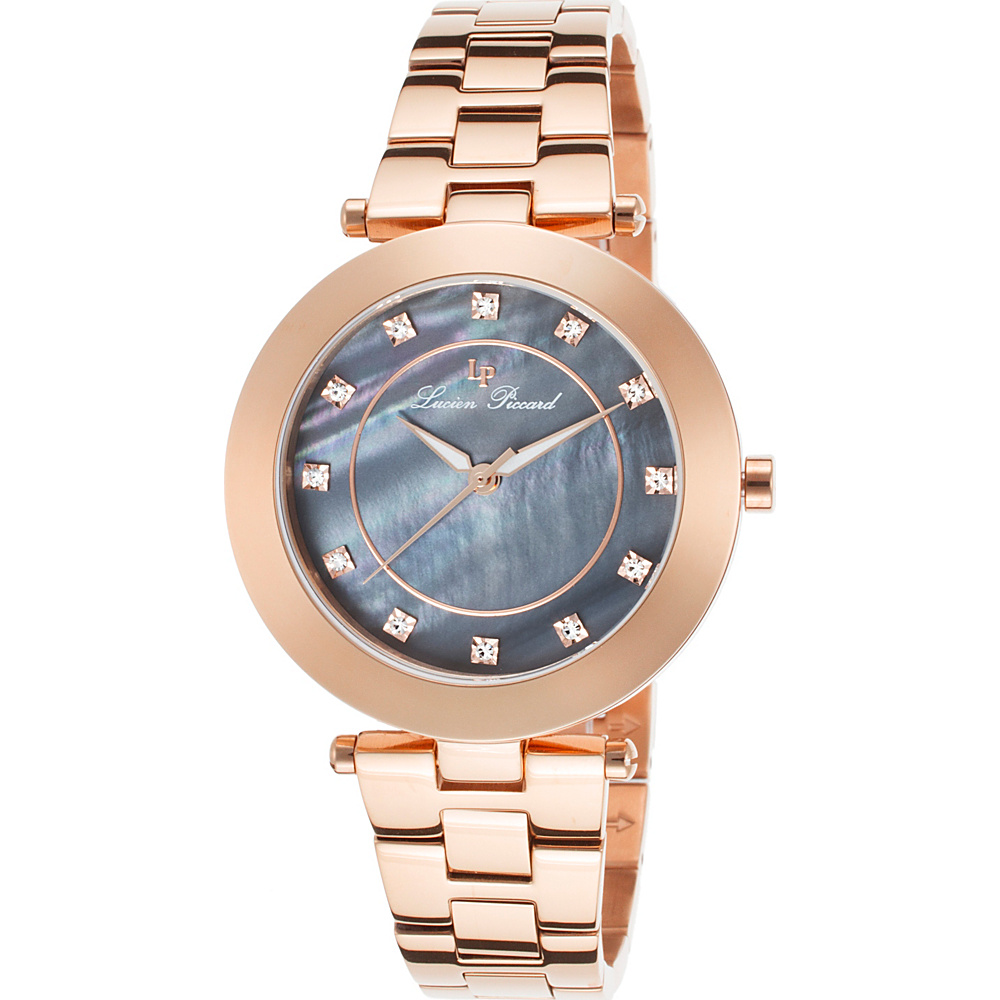 Lucien Piccard Watches Odessa Stainless Steel Watch Rose Gold Black Pearl Rose Gold Lucien Piccard Watches Watches