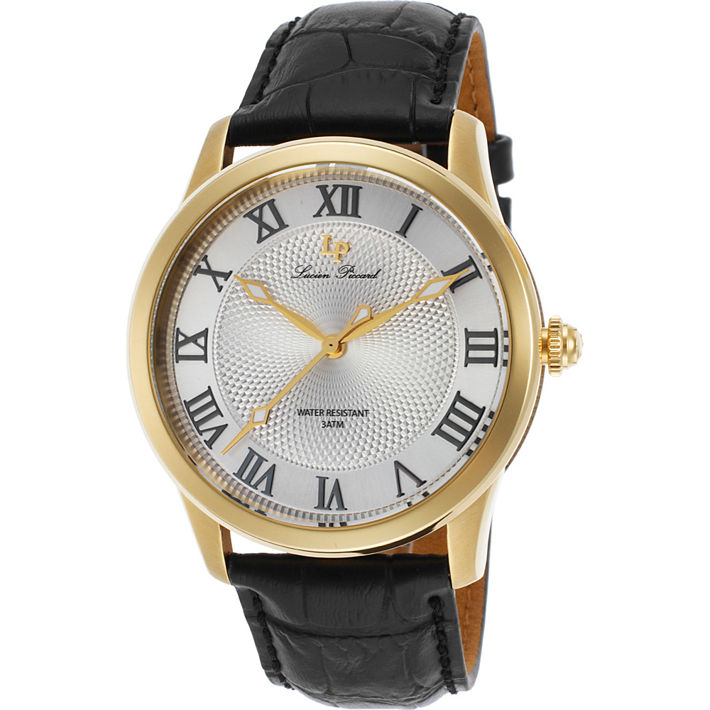 Lucien Piccard Watches Olympus Leather Band Watch Black Silver Gold Lucien Piccard Watches Watches