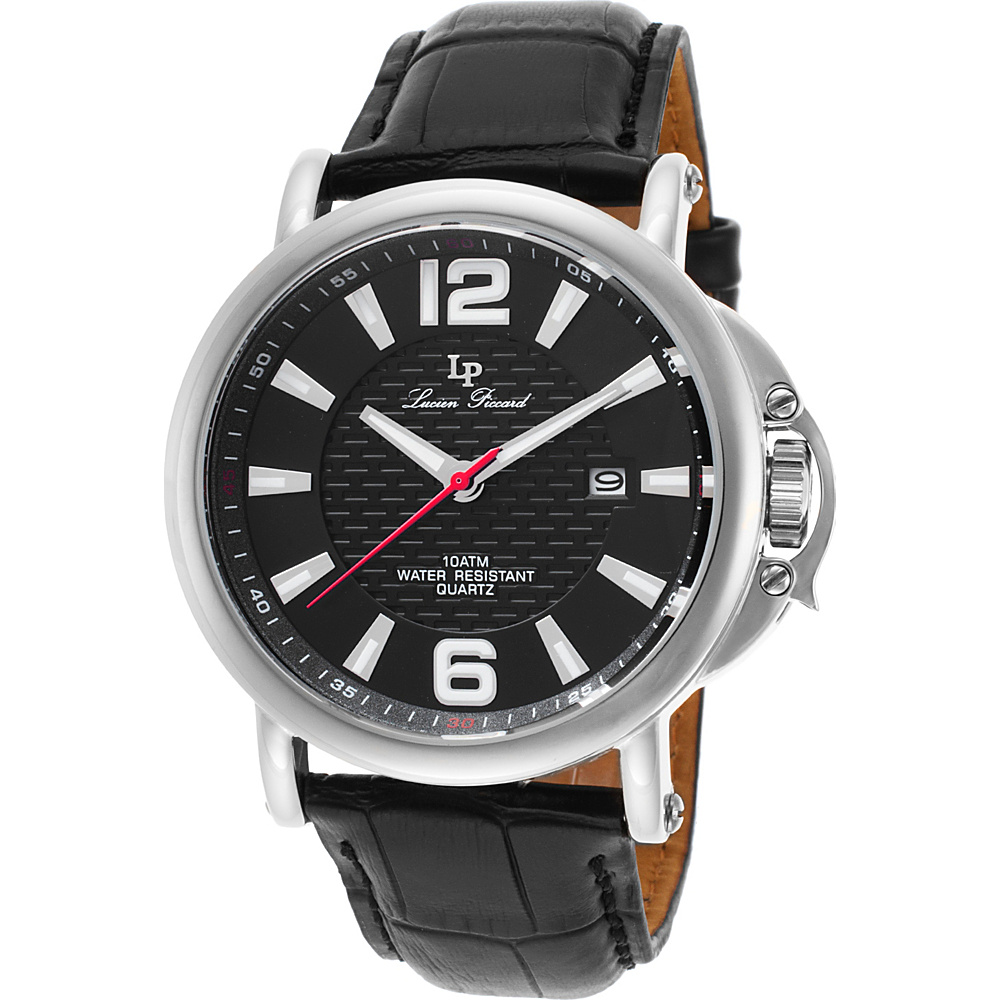 Lucien Piccard Watches Triomf Leather Band Watch Black Black Silver Lucien Piccard Watches Watches