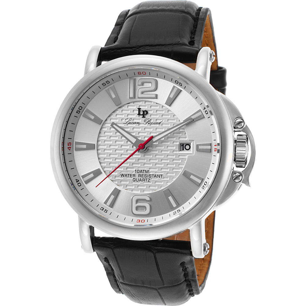 Lucien Piccard Watches Triomf Leather Band Watch Black Silver Silver Lucien Piccard Watches Watches