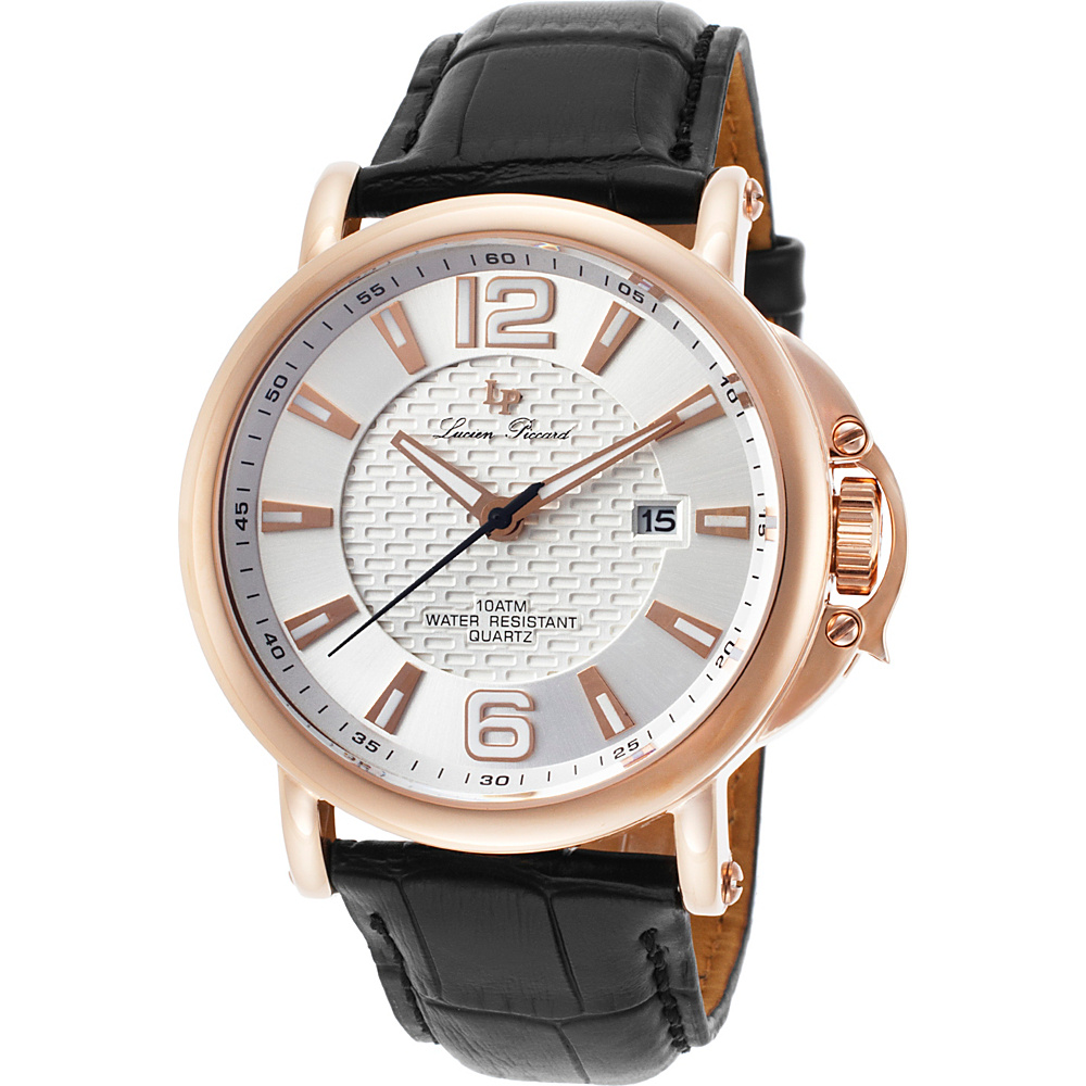 Lucien Piccard Watches Triomf Leather Band Watch Black White Rose Gold Lucien Piccard Watches Watches