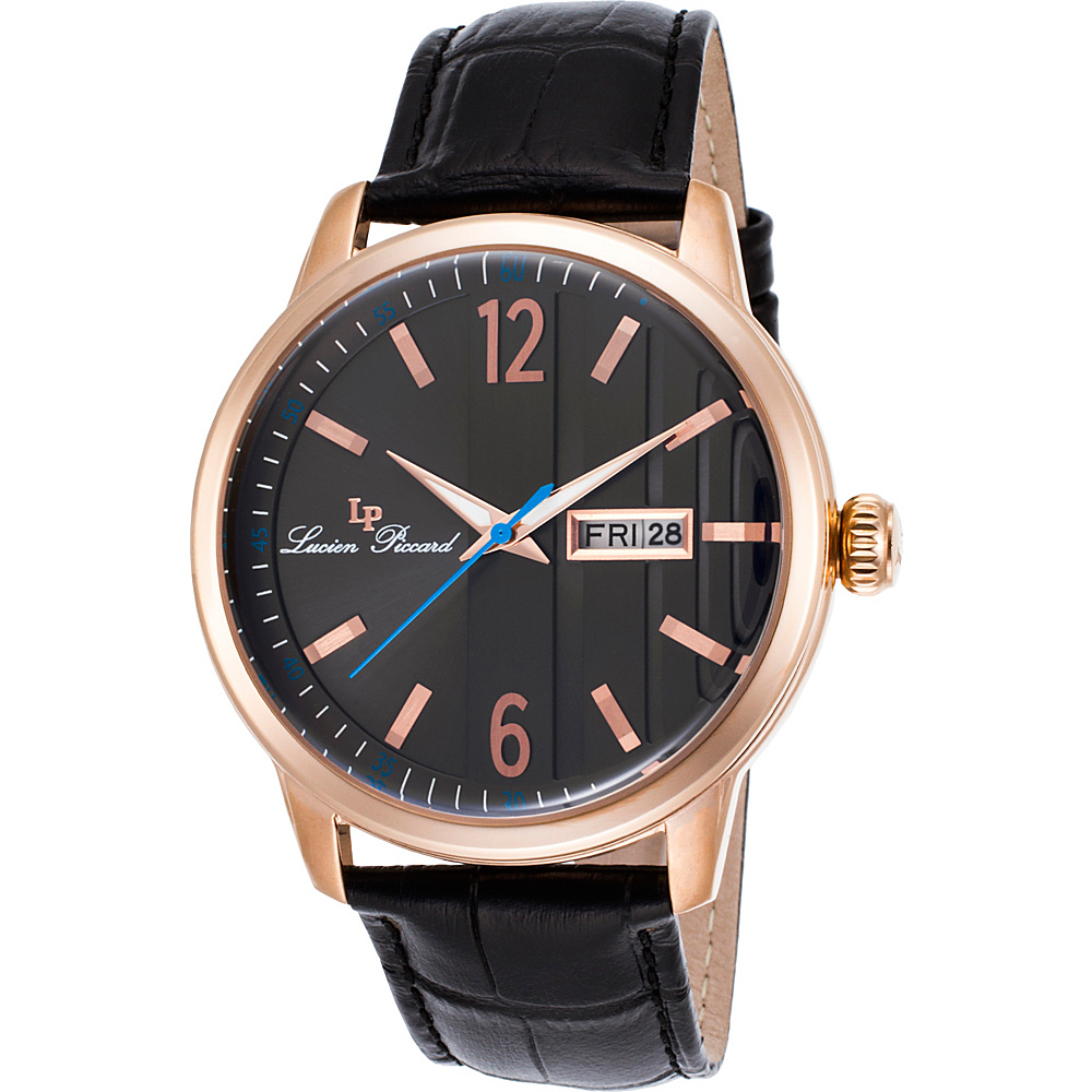 Lucien Piccard Watches Milanese Leather Band Watch Black Black Rose Gold Lucien Piccard Watches Watches