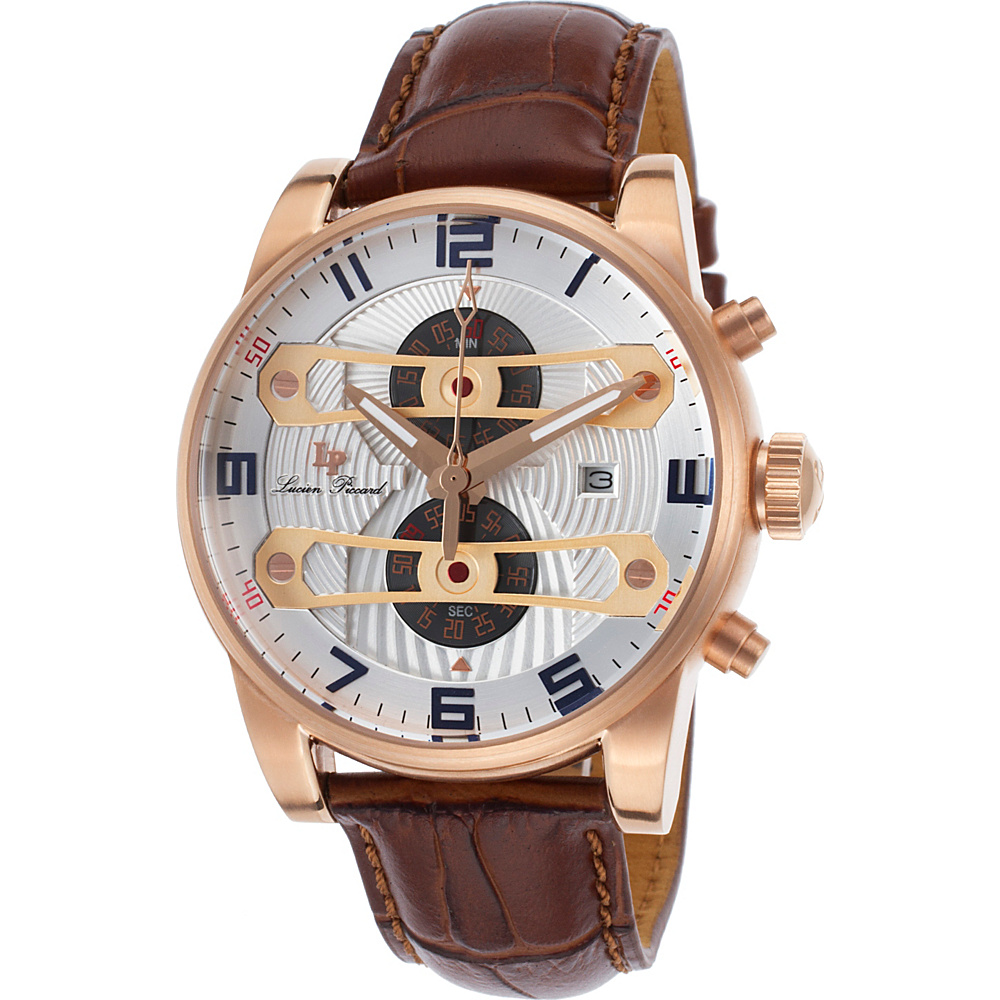 Lucien Piccard Watches Bosphorus Chronograph Leather Band Watch Brown Silver Rose Gold Lucien Piccard Watches Watches