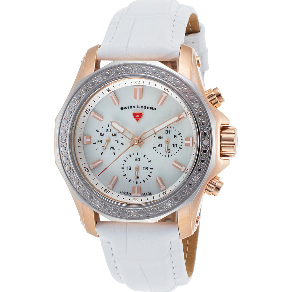 Swiss Legend Watches Islander Diamonds Genuine Leather Band Watch White White Pearl Swiss Legend Watches Watches