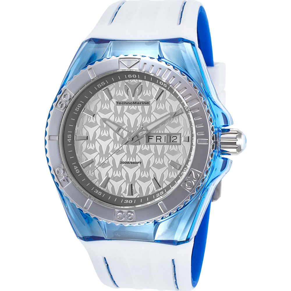 TechnoMarine Watches Mens Cruise Monogram Silicone Band Watch White Blue TechnoMarine Watches Watches
