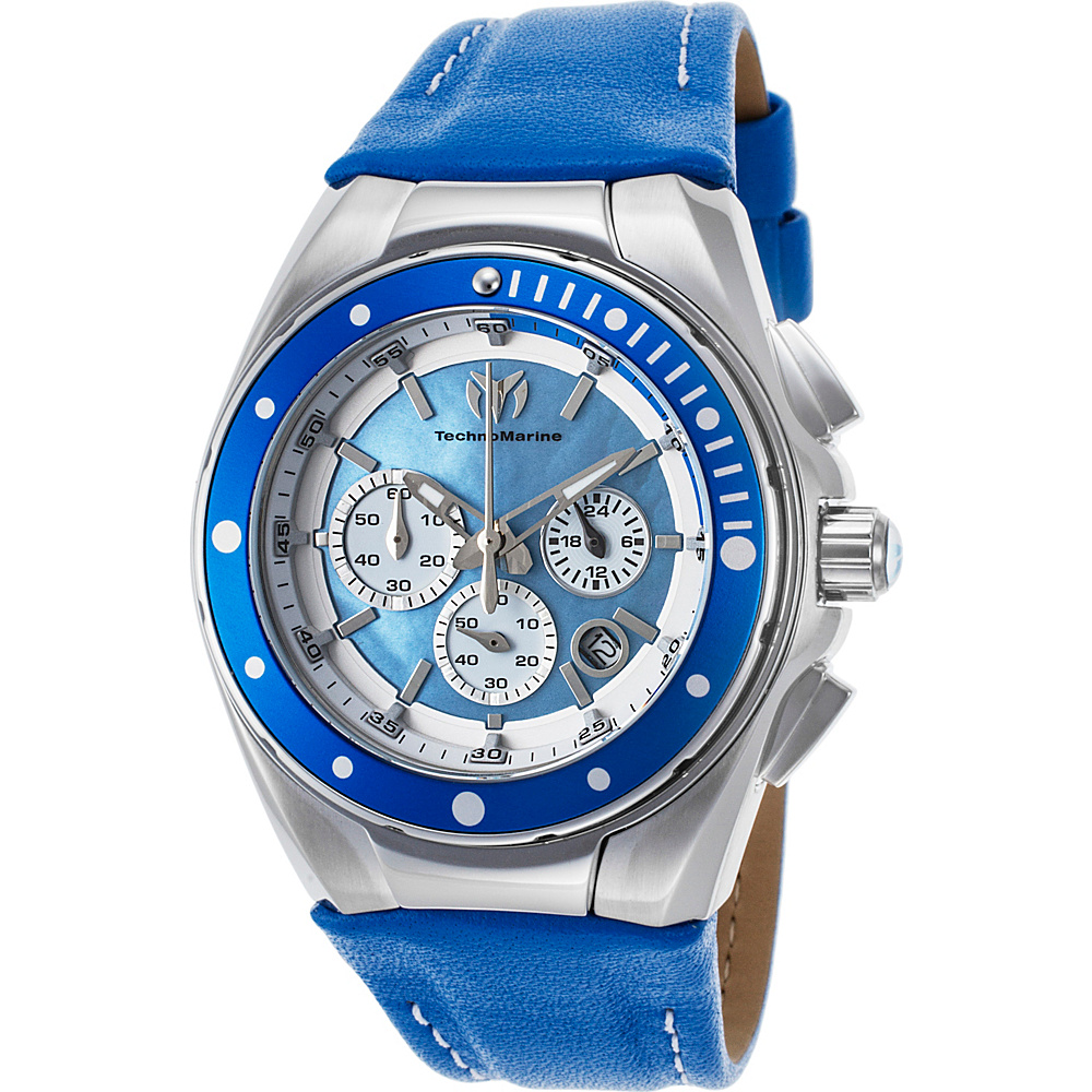 TechnoMarine Watches Womens Manta Ray Chronograph Genuine Leather Band Watch Blue TechnoMarine Watches Watches