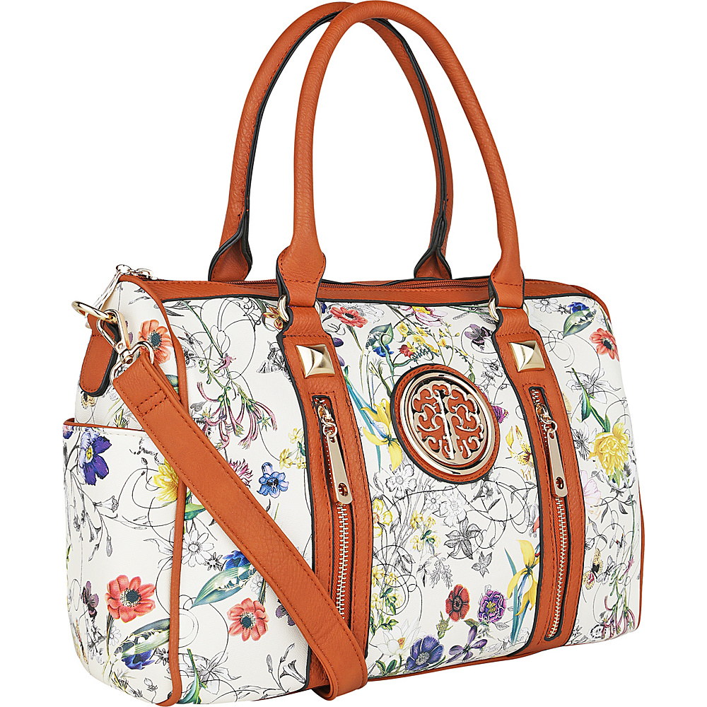 MKF Collection Bloom Floral Print Overnight Satchel Beige MKF Collection Manmade Handbags
