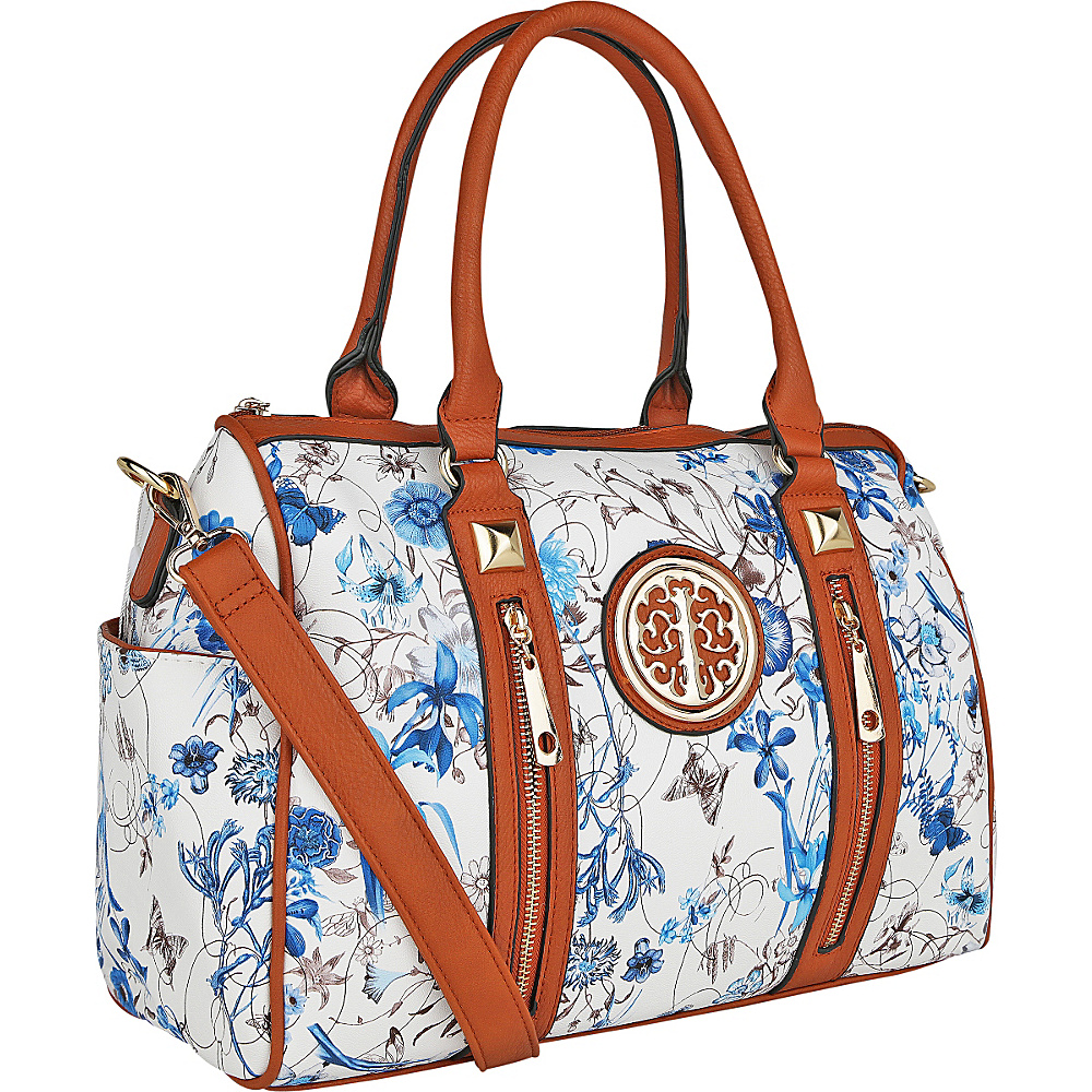 MKF Collection Bloom Floral Print Overnight Satchel Blue MKF Collection Manmade Handbags