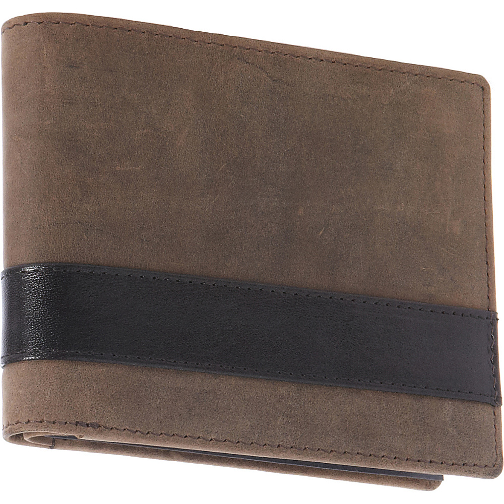 Mancini Leather Goods RFID Secure Mens Left Wing Wallet Faded Brown Mancini Leather Goods Men s Wallets