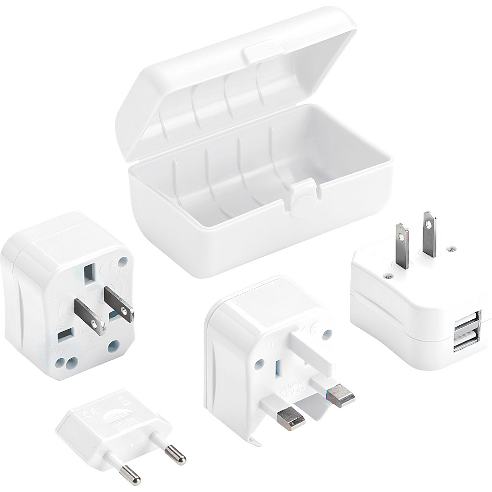 Lewis N. Clark Adapter Plug Kit with 2.1A Dual USB Charger WHI Lewis N. Clark Portable Batteries Chargers