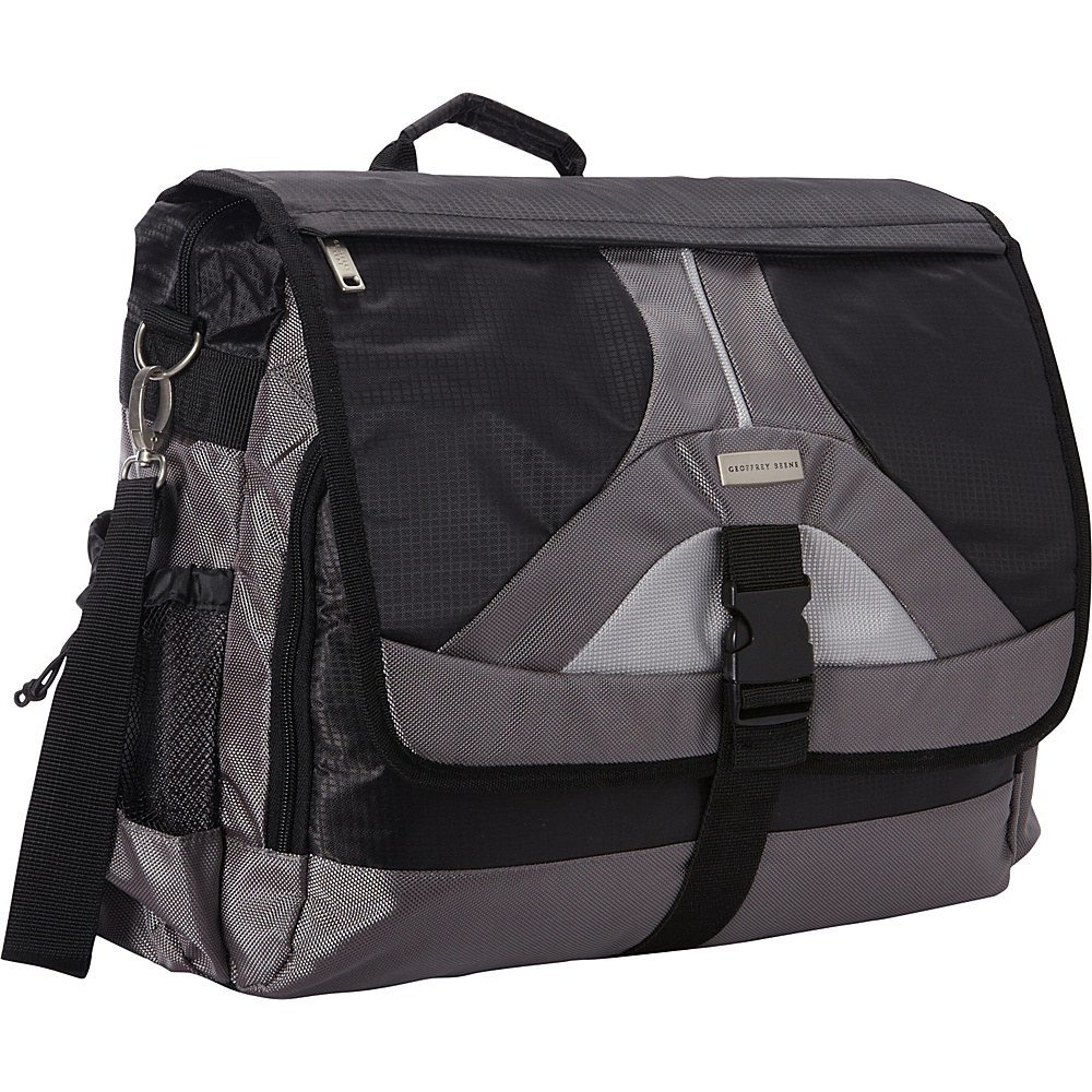 Geoffrey Beene Luggage Tech Messenger Bag Black and Gray Geoffrey Beene Luggage Messenger Bags